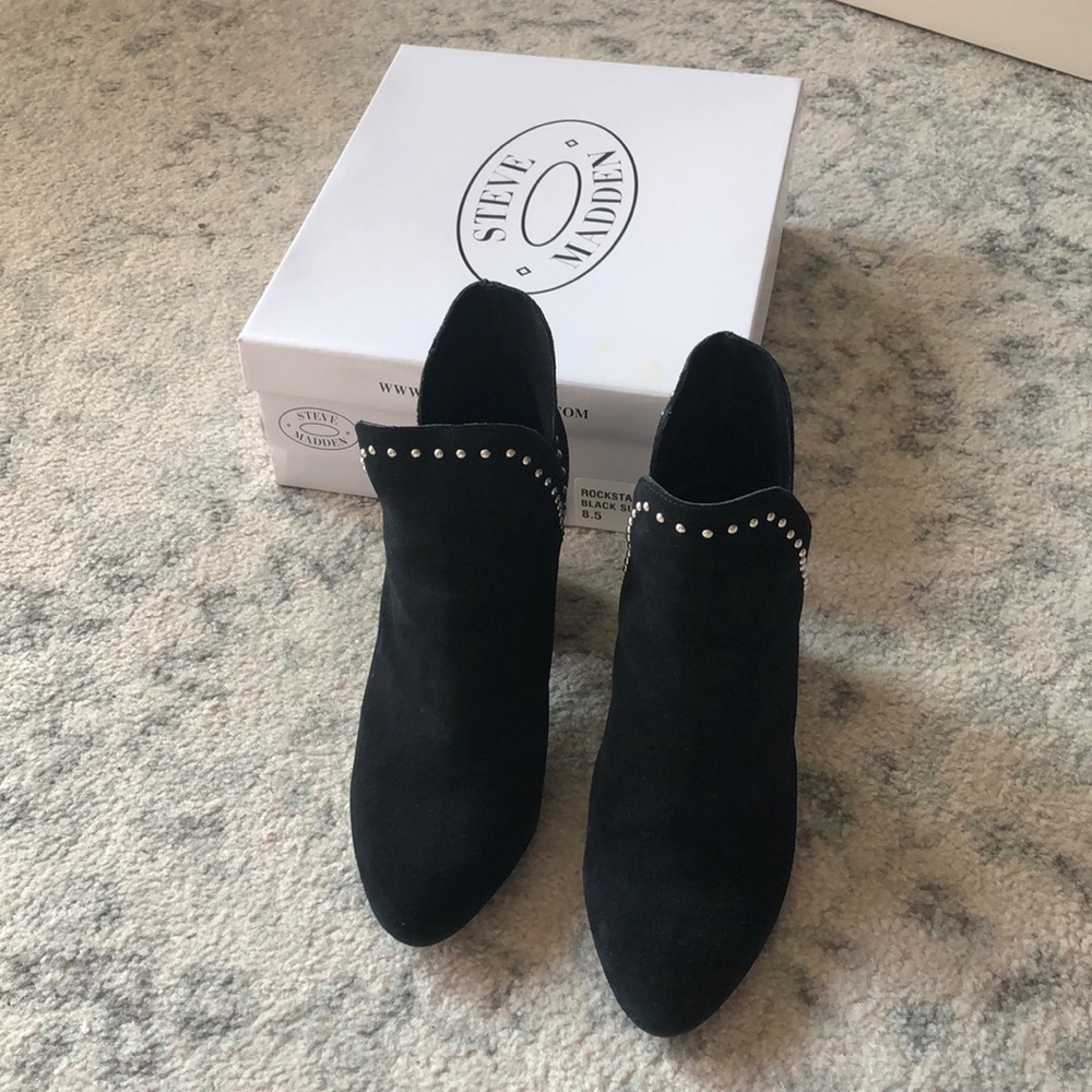 Steve Madden Rockstar Black Suede Booties